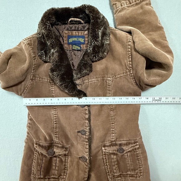 Y2K 90s Penny Lane Faux Fur 70s Style Boho Chic Corduroy Coat Jacket Women Small - Picture 8 of 11